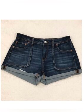 American Eagle 4 Easy Shortie Denim Shorts Women's Cuffed Frayed Hems 2023